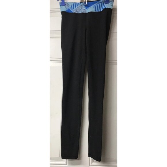 Sz 10 Girls Ivivva by Lululemon Leggings Blue Quilt/Black Reverse 29” Inseam - Picture 1 of 11